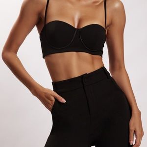 MESHKI crepe bustier top